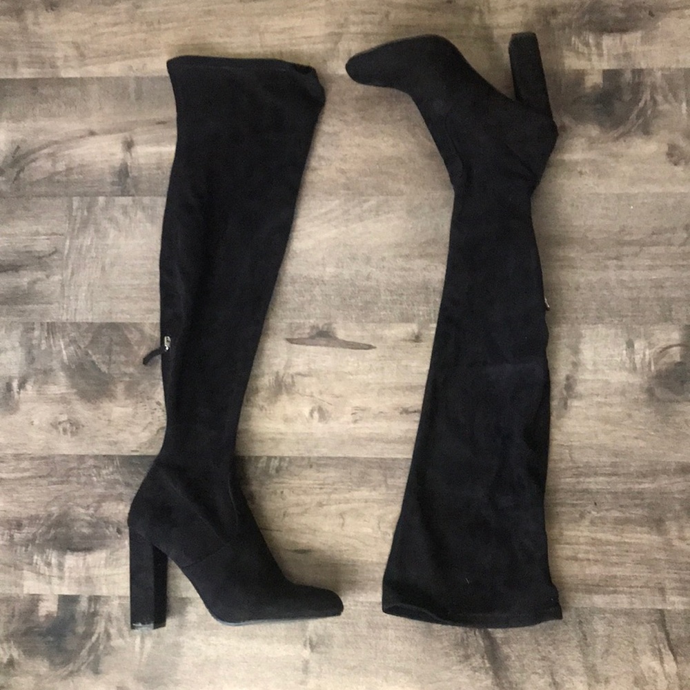 Steve Madden Black Thigh High Heeled Boots